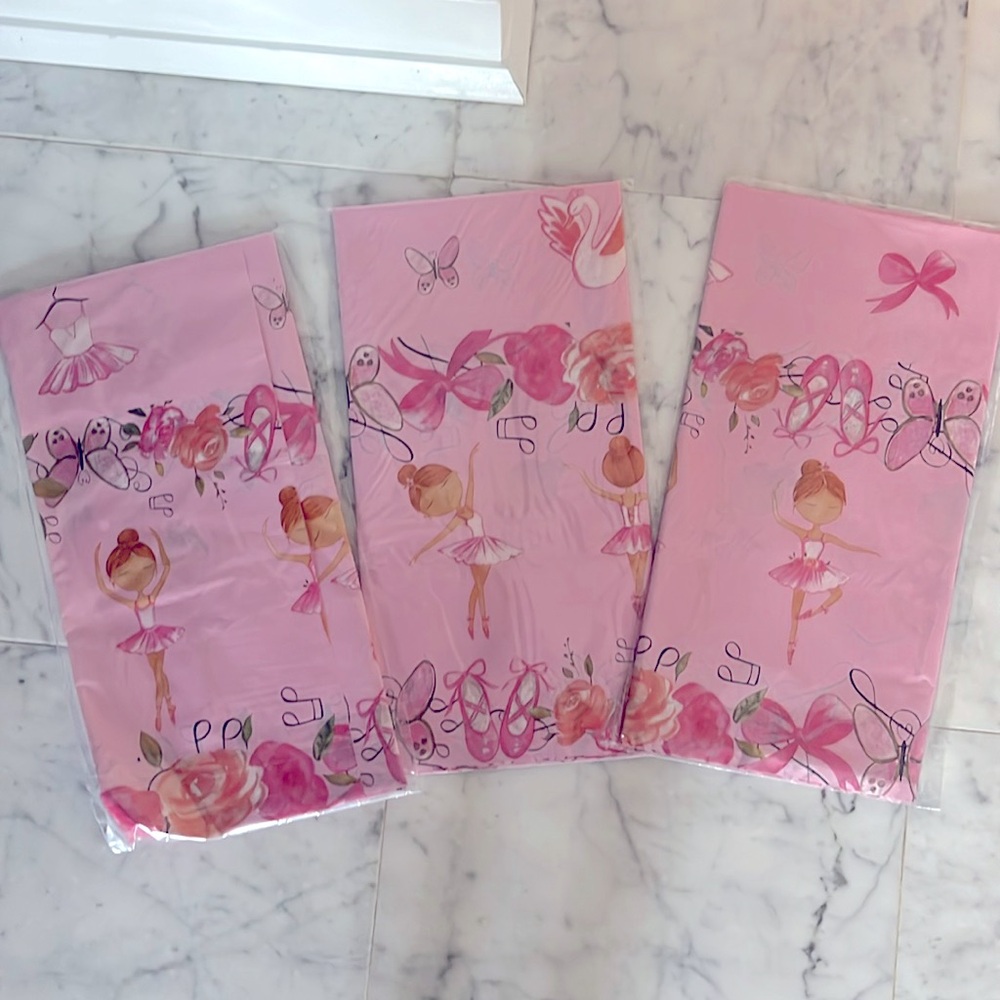 Three ballerina dance theme kid birthday party tablecloths